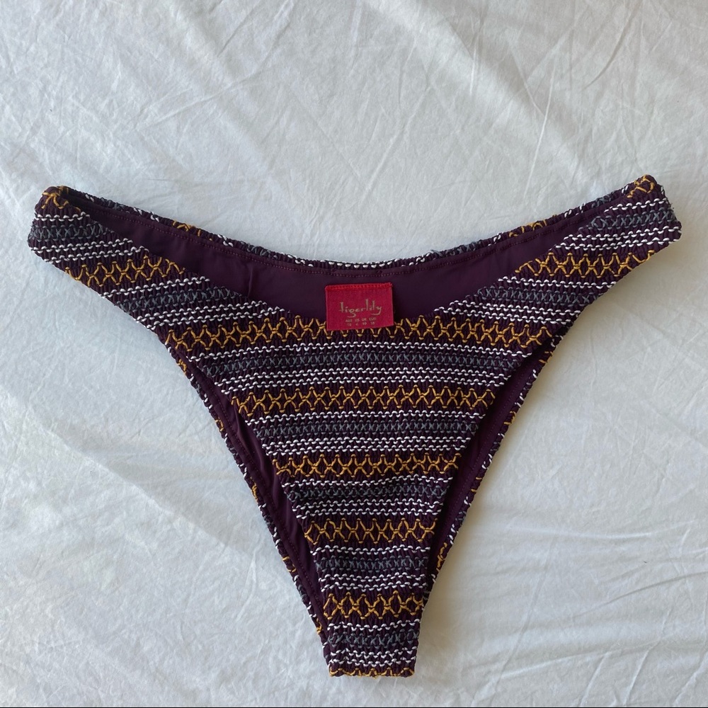 Tigerlily Plum Color Fidelia Elle Bikini Bottom with Stitch Details US6